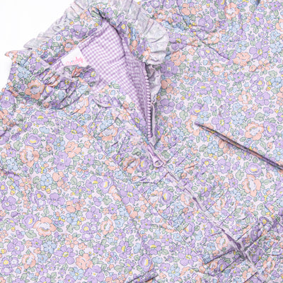 Violet Meadow Quilted Ruffle Coat, Purple Floral