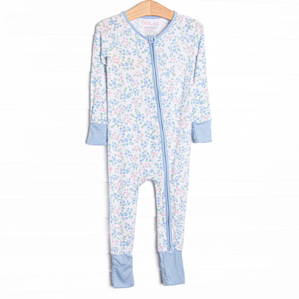 Rosette Blooms Bamboo Zippy Pajama, Blue