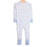 Rosette Blooms Bamboo Zippy Pajama, Blue