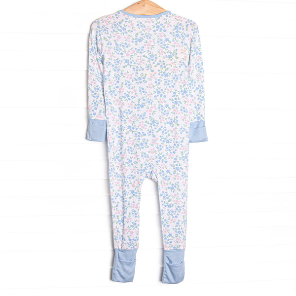 Rosette Blooms Bamboo Zippy Pajama, Blue