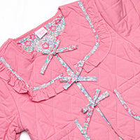 Frills and Florals Tie Front Ruffle Jacket, Medium Pink