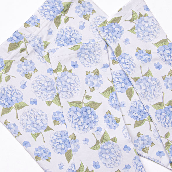 Hydrangea Blooms Flutter Sleeve Legging Set, Blue