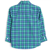Bleu: Conrad Classic Button-Up Shirt, Blue and Green Plaid