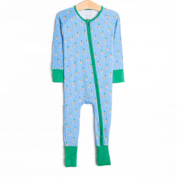Little Mallard Meadow Bamboo Zippy Pajama, Blue