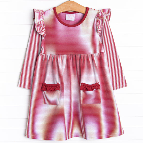 Everly Long Sleeve Dress, Red Stripe