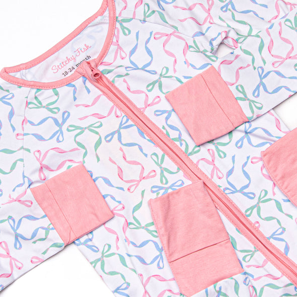 Tied Together Bamboo Zippy Pajama, Pink