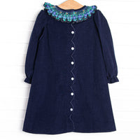 Bleu: Harper Holly Smocked Long Sleeve Dress, Blue and Green Plaid