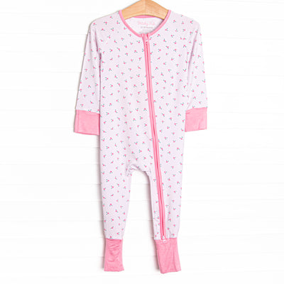 Bitty Bow Blooms Bamboo Zippy Pajama, Pink