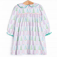 Pastel Pines Smocked Dress, Pink