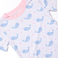Nellie Narwhal Bamboo Pajama Short Set, Blue