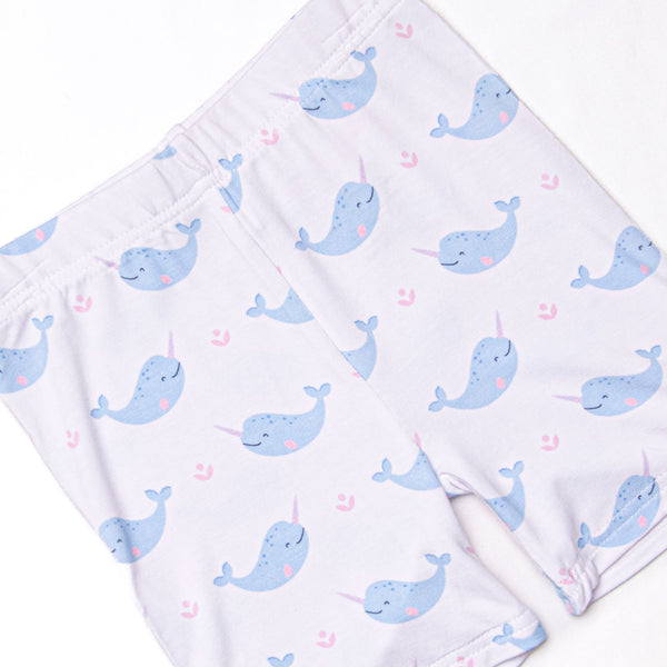 Nellie Narwhal Bamboo Pajama Short Set, Blue