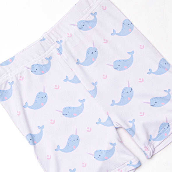 Nellie Narwhal Bamboo Pajama Short Set, Blue