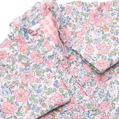 Quilted Ruffle Coat, Pink Floral