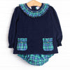 Bleu: Harper Holly Smocked Long Sleeve Diaper Set, Blue and Green Plaid