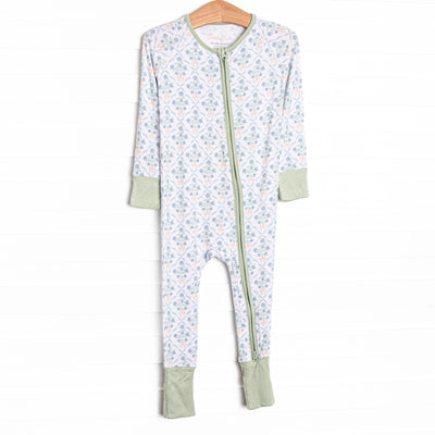 Orange You Glad Garden Bamboo Zippy Pajama, Green