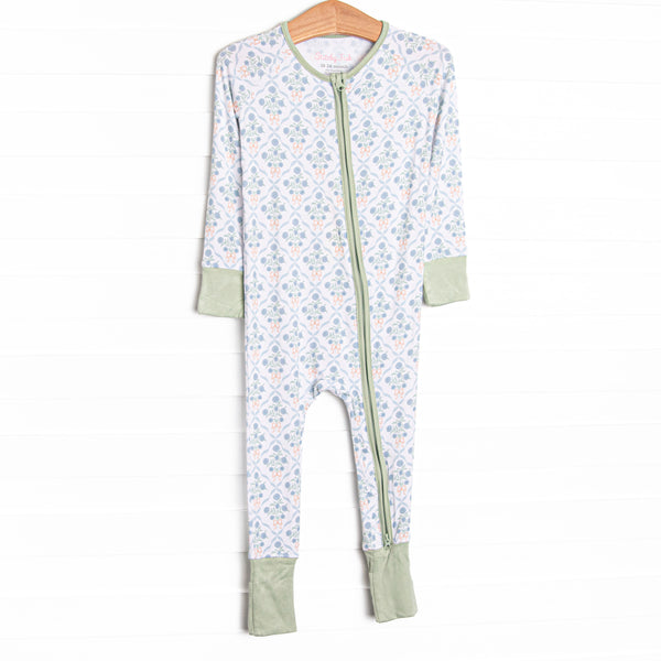 Orange You Glad Garden Bamboo Zippy Pajama, Green