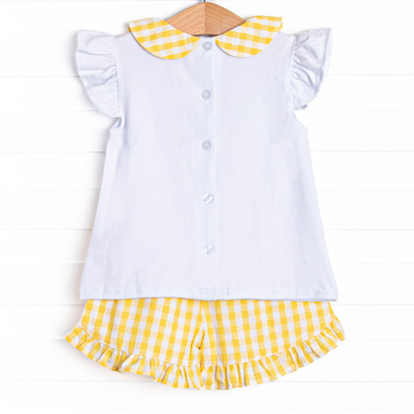 Summer Skies Applique Short Set, Yellow