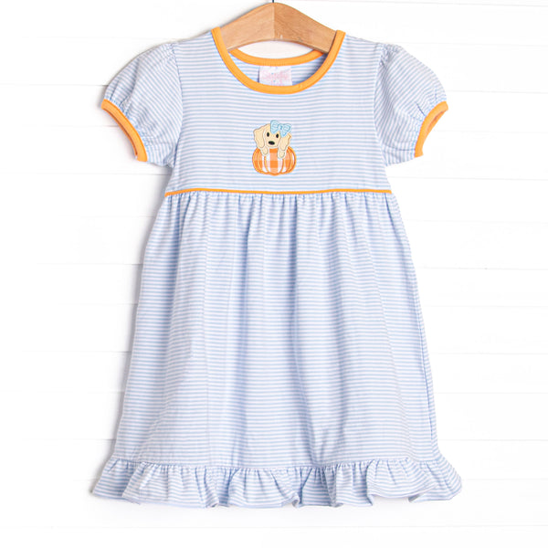 Pup In The Patch Applique Dress, Blue