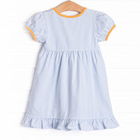 Pup In The Patch Applique Dress, Blue