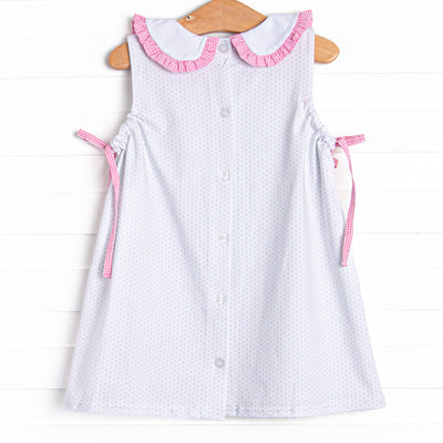 1st in Class Applique Dress, Blue Bitty Dot