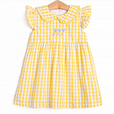 Summer Skies Applique Dress, Yellow