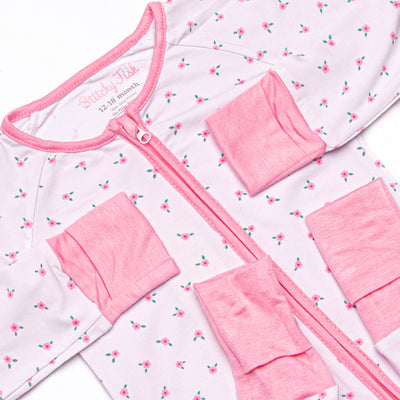Bitty Bow Blooms Bamboo Zippy Pajama, Pink