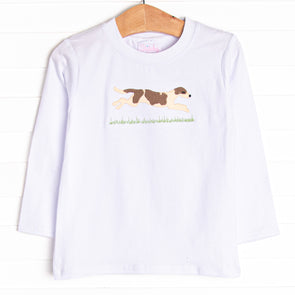 Go Dog Go Applique Top, White