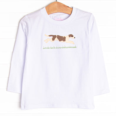 Go Dog Go Applique Top, White