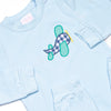 Take Off Time Applique Romper, Blue