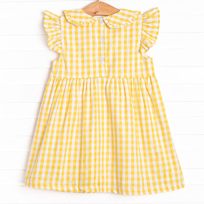 Summer Skies Applique Dress, Yellow