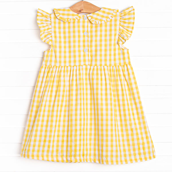 Summer Skies Applique Dress, Yellow