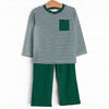 Evan Pant Set, Hunter Green Stripe