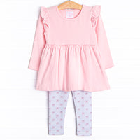 Bow-u-tiful Striped Legging Set, Pink