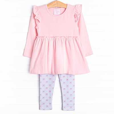 Bow-u-tiful Striped Legging Set, Pink