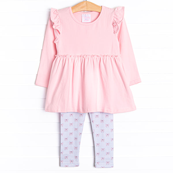Bow-u-tiful Striped Legging Set, Pink
