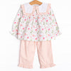 Market Magnolias Ruffle Pant Set, Pink