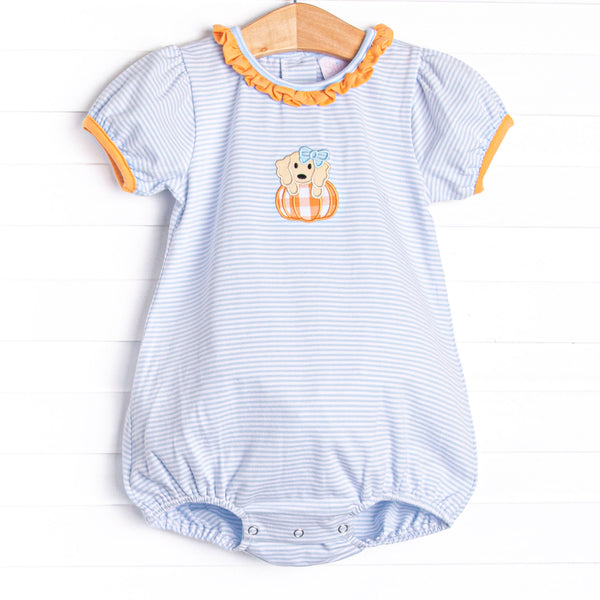 Pup In The Patch Applique Girl Bubble, Blue