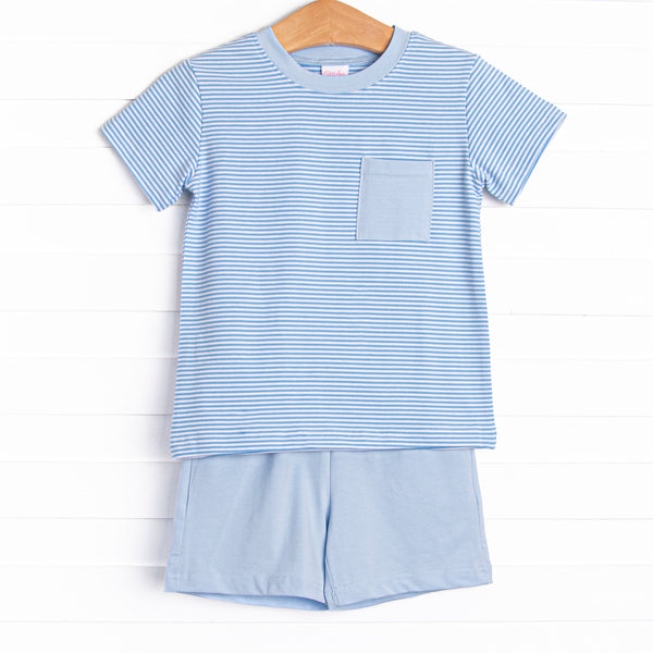 Evan Short Set, Medium Blue Stripe