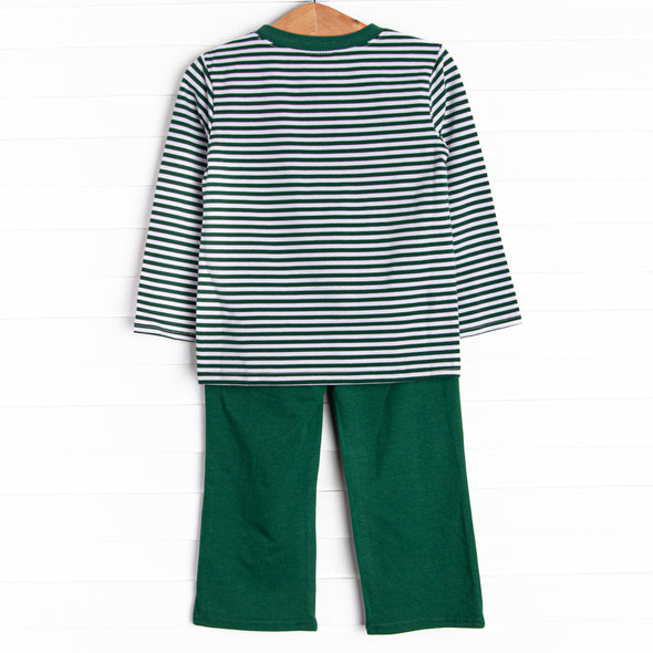 Evan Pant Set, Hunter Green Stripe
