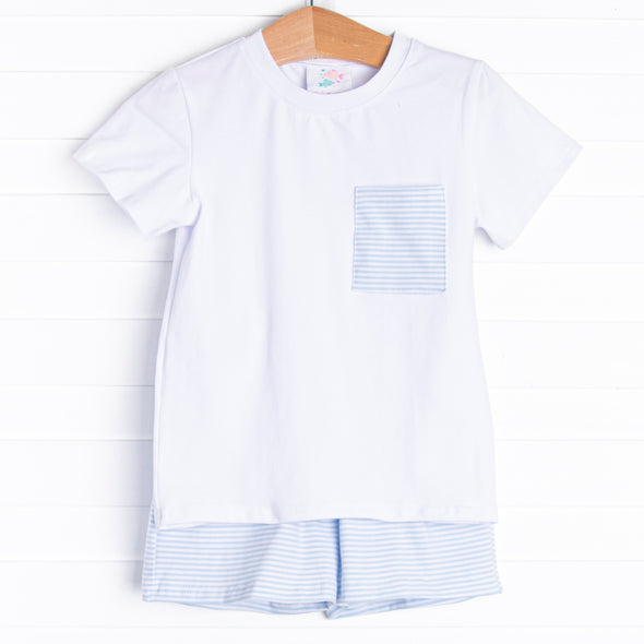 Evan Short Set, Sky Blue Stripe