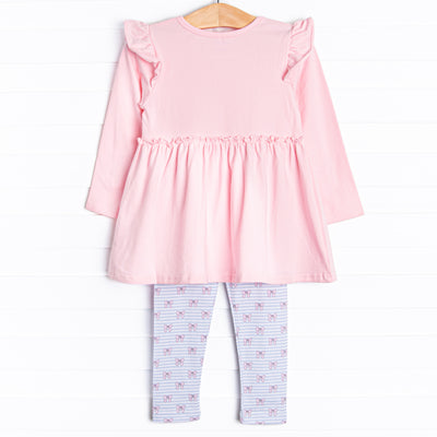 Bow-u-tiful Striped Legging Set, Pink