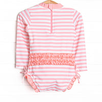 Summer Swim Long Sleeve One Piece Rash Guard, Pink