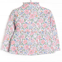 Quilted Ruffle Coat, Pink Floral