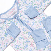 Rosette Blooms Bamboo Zippy Pajama, Blue