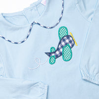 Take Off Time Applique Bloomer Set, Blue