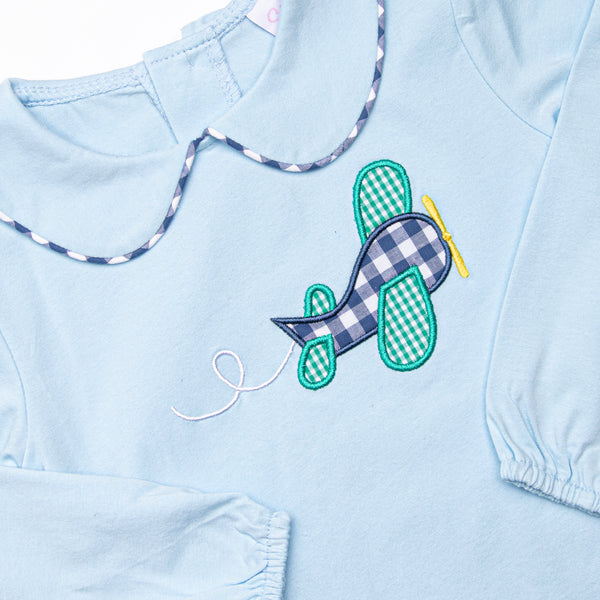 Take Off Time Applique Bloomer Set, Blue
