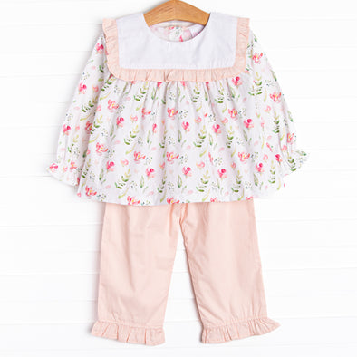 Market Magnolias Ruffle Pant Set, Pink