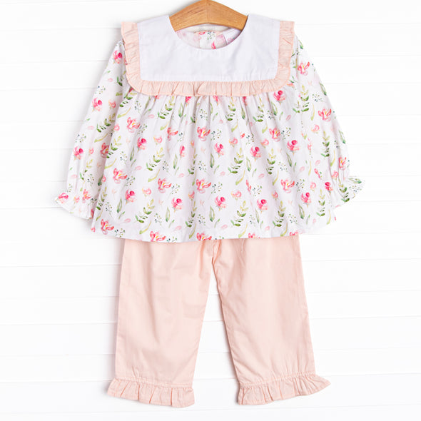 Market Magnolias Ruffle Pant Set, Pink