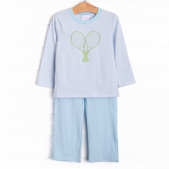 Totally Tennis Applique Pant Set, Blue