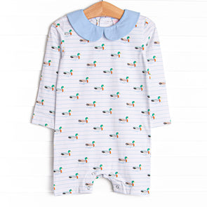 Seasonal Swim Short Romper, Blue